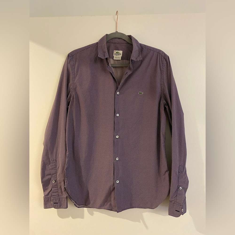 Lacoste Mens Regular Fit Button Down Long Sleeve Shirt